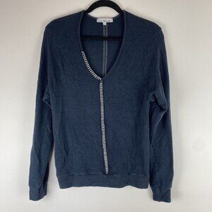 Revolve Red Haute Women's Ribbed Long Sleeve Top Size S Navy Blue Contrast